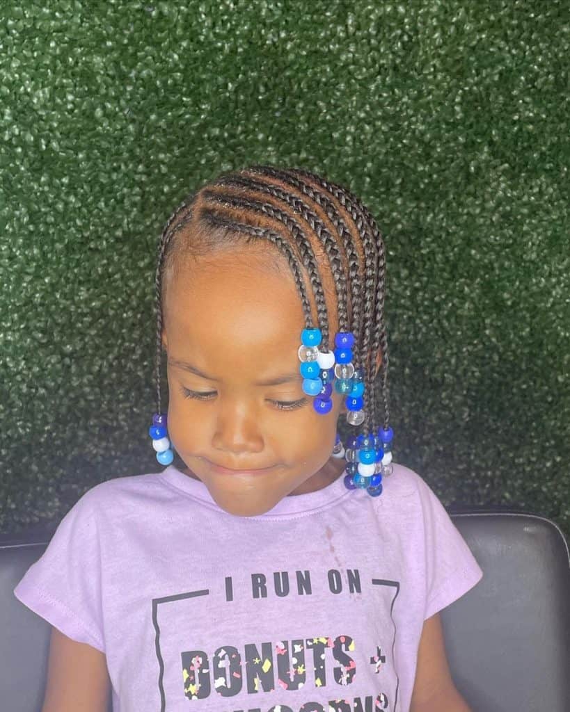 Kid lemonade braids with beads 2022