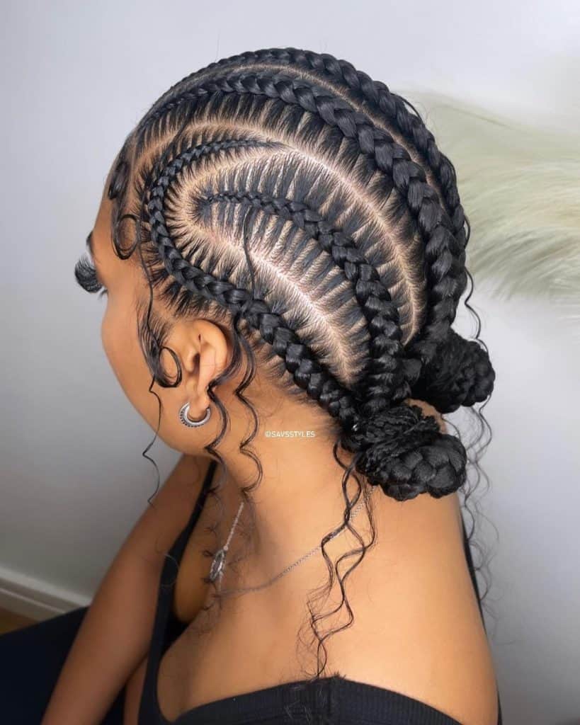 4 feed in braids with bun