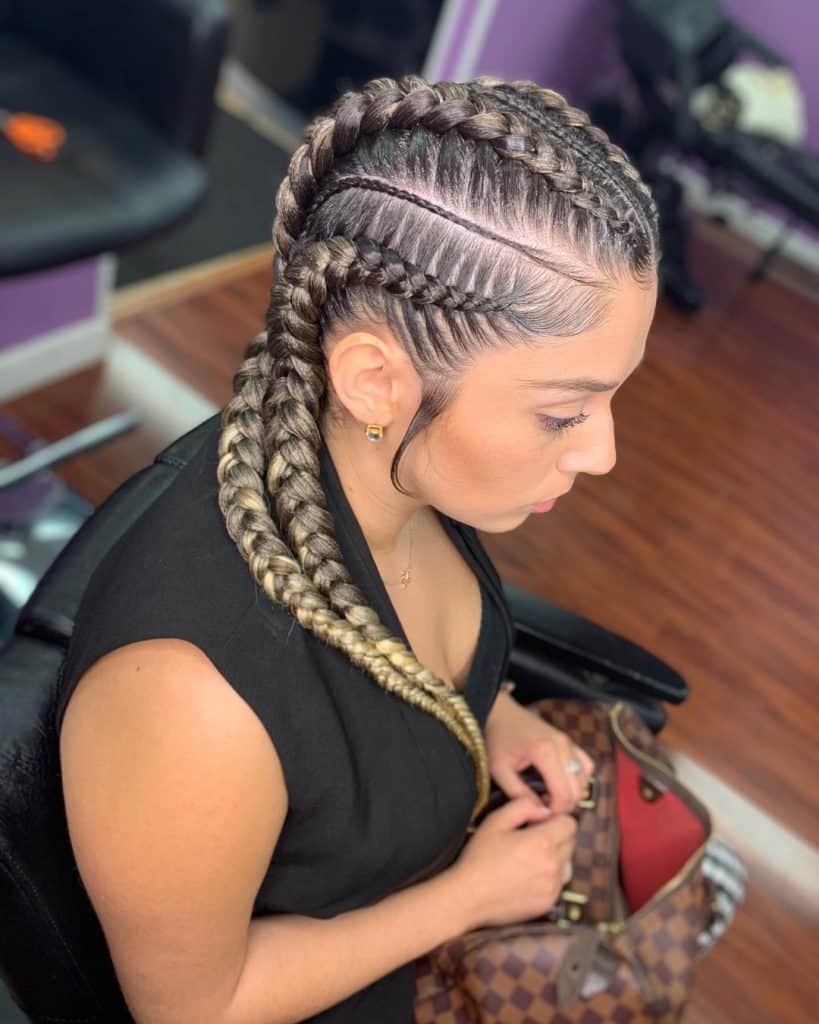 4 feed in braids to the back