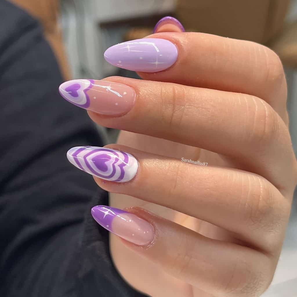 purple gangster baddie nails