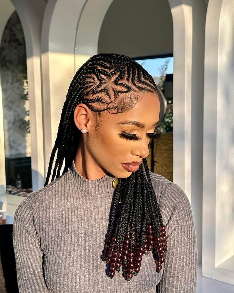 black braided hairstyles with beads 2023