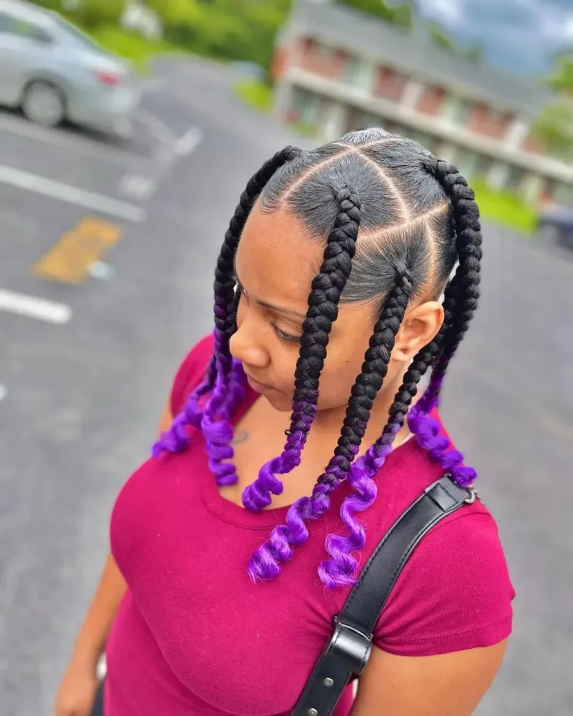 short box braids with curls at the end